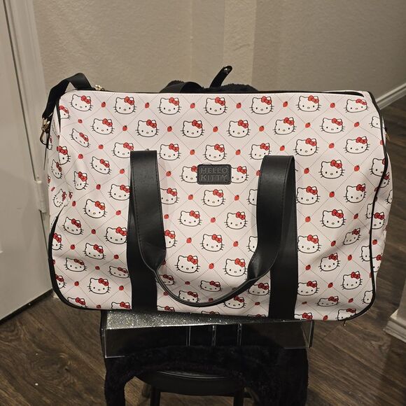 Hello Kitty By Sanrio Face/Bow Logo Rolling Travel Duffel Bag - Picture 2 of 12